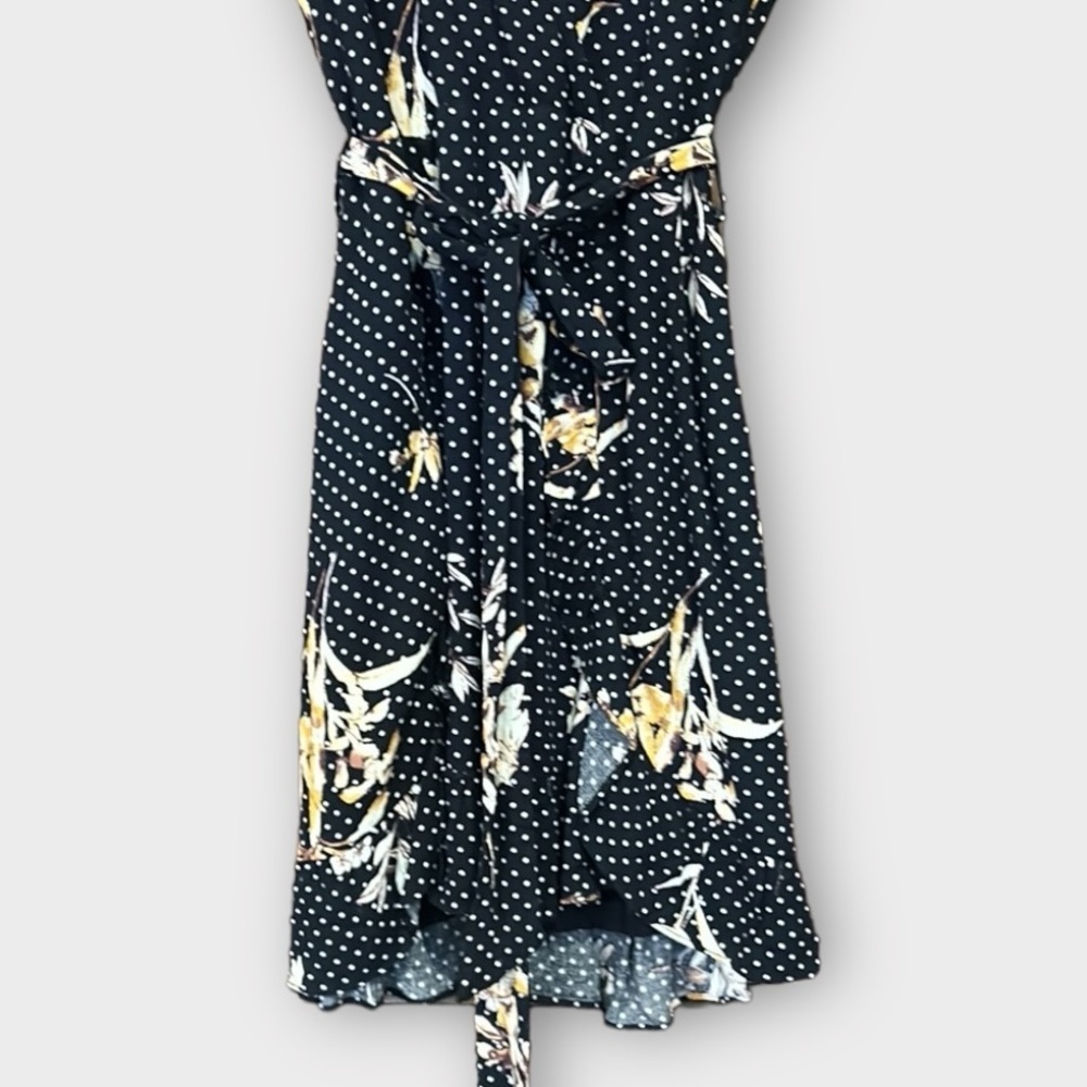 Lost + Wander Navy Blue Ruffle Front Floral Polka Dot Mini Dress Medium - Picture 8 of 12
